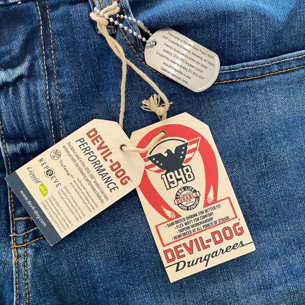 Devil-Dog Dungarees Mens Relaxed‎ Bootcut Performance Jeans Blue 30x32 NWT